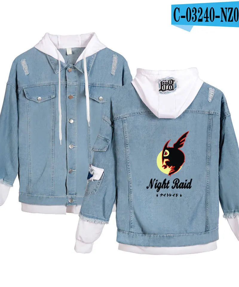 ONE PIECE Anime Chooper Denim Bomber Jacket Hooded Sweatshirt Unisex Ripped Hole Cosplay Hoodie Long-Sleeved Denim Jacket Gift