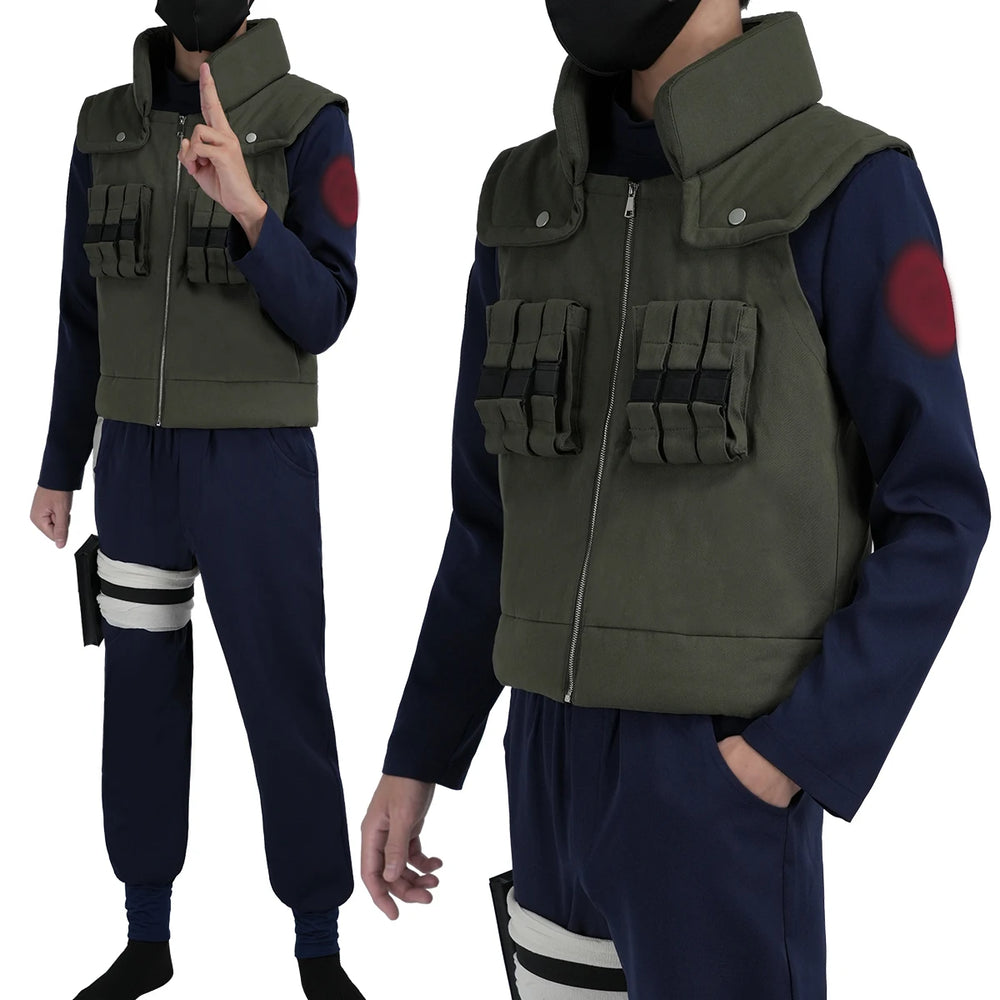 Anime Kakashi Hatake Cosplay Costume – Vest, T-Shirt, Pants & Pouch Set 2