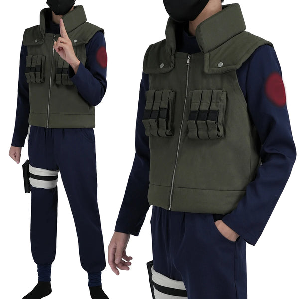 Anime Kakashi Hatake Cosplay Costume – Vest, T-Shirt, Pants & Pouch Set