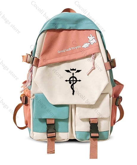 Anime Fullmetal Alchemist Series Print Backpack Large Capacity School Bag Daily Use Backpacks for Men Women Schoolbag