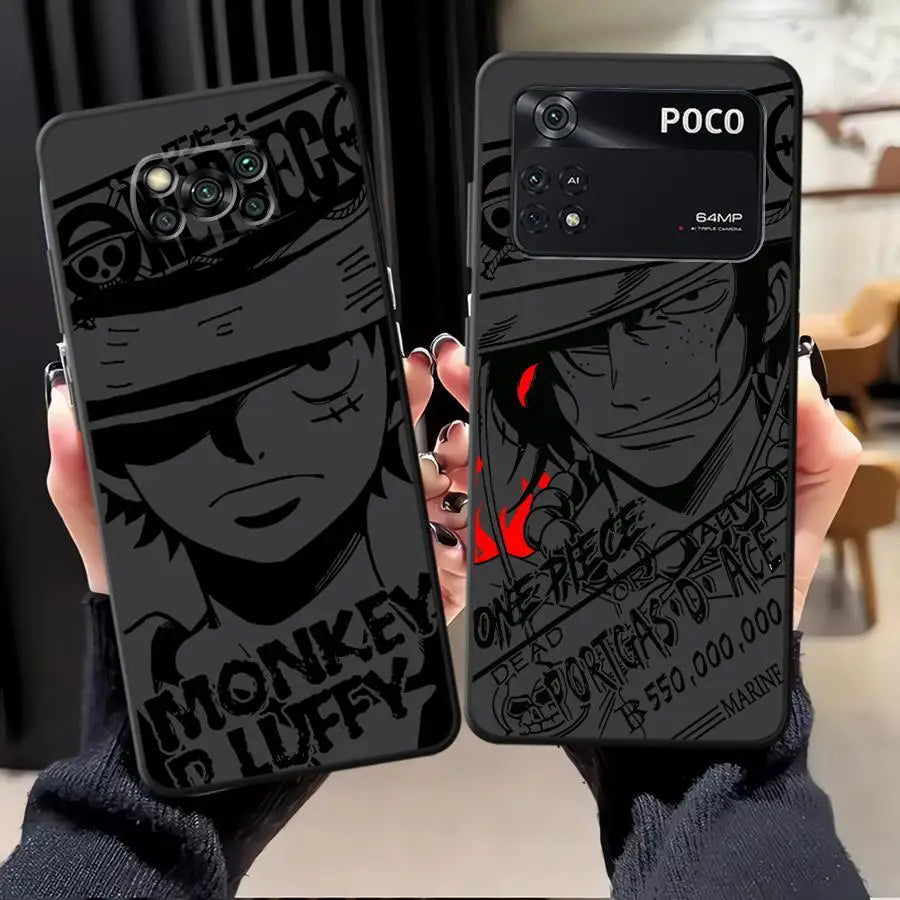 Case for Xiaomi Poco F8 C61 F3 C75 F1 M3 M4 M7 Pro X3 X4 X5 X7 Pro M5 C50 C71 Black Soft Phone Cover Anime O-neS P-ieceS