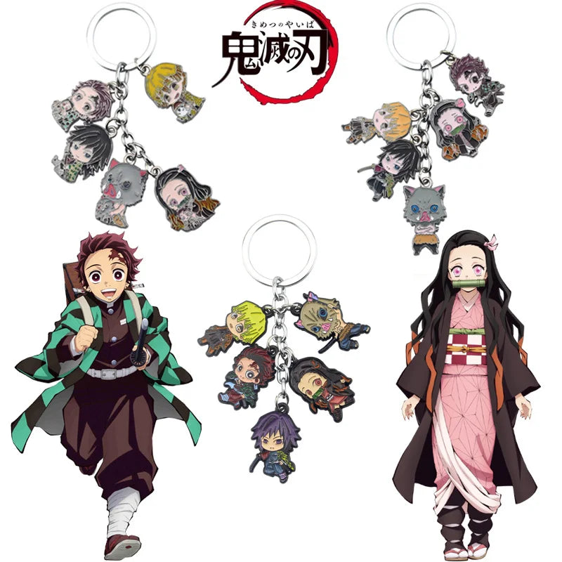 Anime Demon Slayer Keychain Kamado Tanjirou Acrylic Fashion Trend Key Ring For Earring For Women Men Gift Decoration Car Jewelry