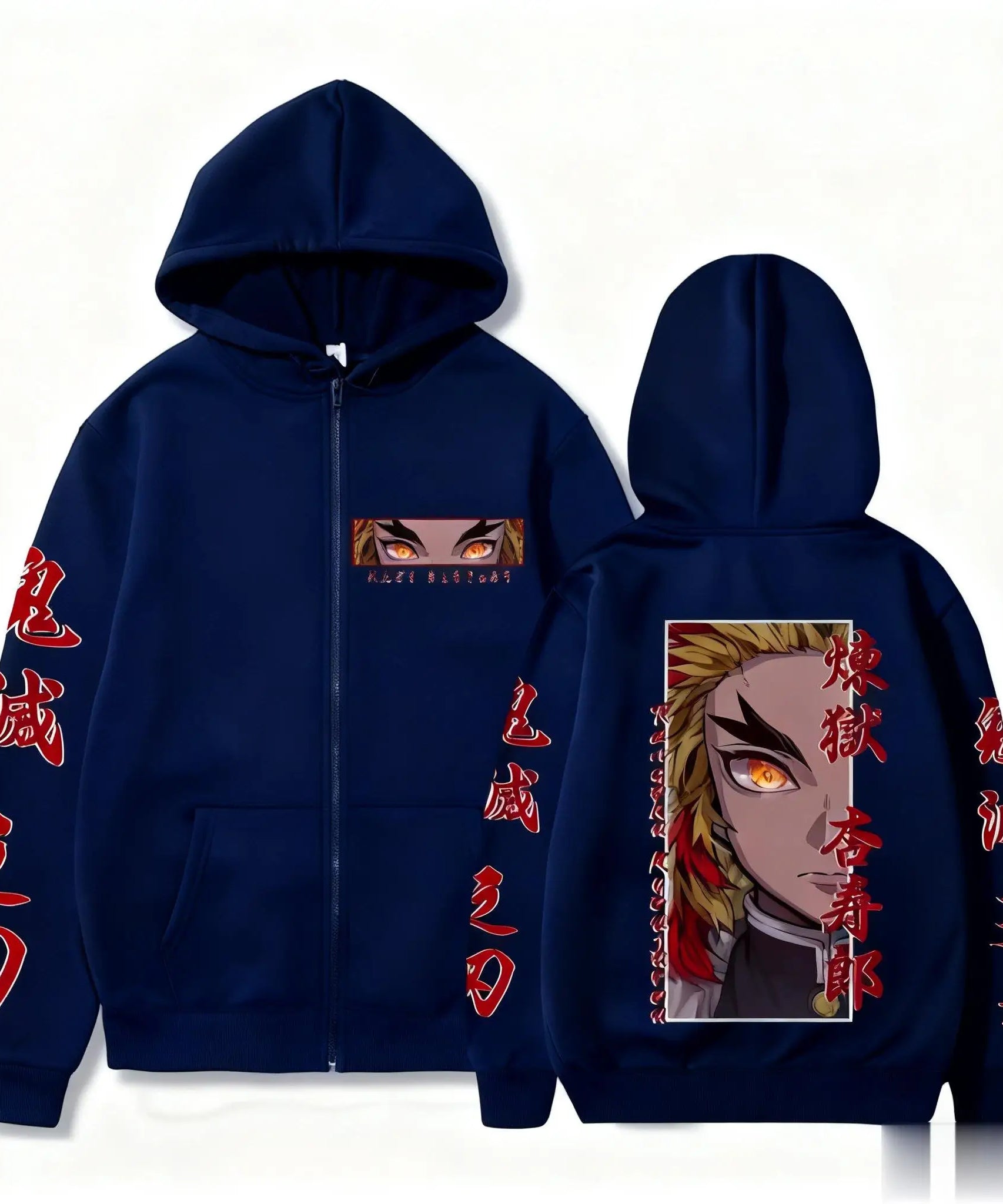 Demon Slayer Zipper Hoodie Women Men Anime Print Jacket Sweatshirt Streetwear Unisex Oversized Casual Cosplay Autumn Fashion Top