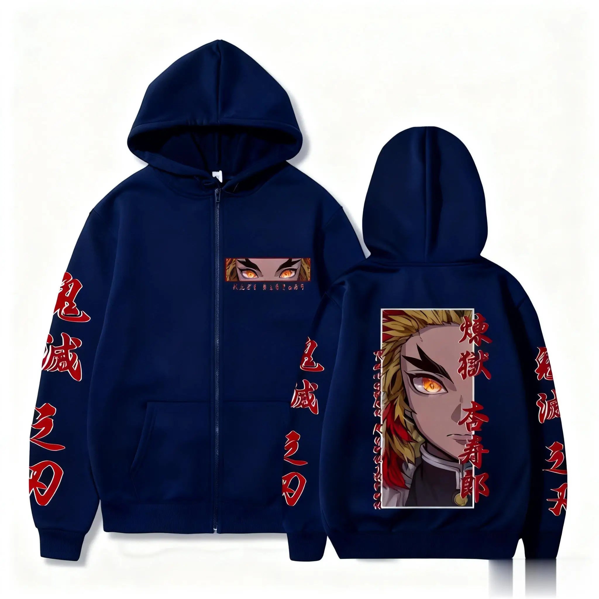 Demon Slayer Zipper Hoodie Women Men Anime Print Jacket Sweatshirt Streetwear Unisex Oversized Casual Cosplay Autumn Fashion Top