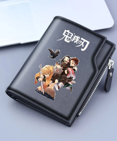 Demon Slayer Wallet Anime Coin Purse Men Credit Card Holder Boy Student Fashion Short Trifold Money Key Storage Pouch