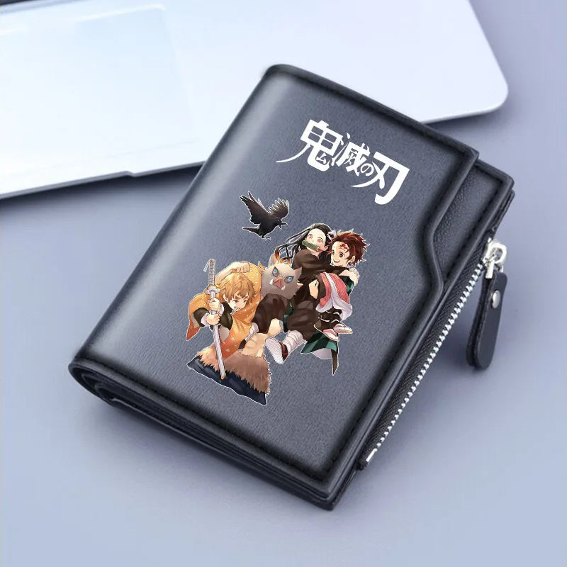 Demon Slayer Wallet Anime Coin Purse Men Credit Card Holder Boy Student Fashion Short Trifold Money Key Storage Pouch