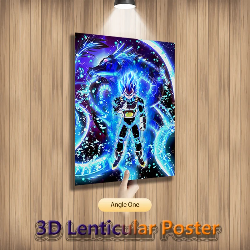 Dragon Ball Z 3D Lenticular Poster – Goku, Vegeta & Frieza Wall Art (No Frame)