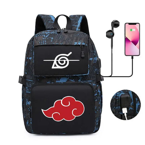 New Naruto Peripheral Printed Backpack Large Capacity Student School Bag Usb Computer Bag Travel Bag Holiday Gifts