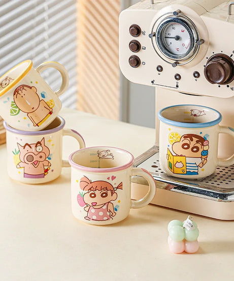 Kawaii Crayon Shin-Chan Boochan Buriburizaemon Wide Edged Mug Water Cup Cute Ceramic Cup for Girls