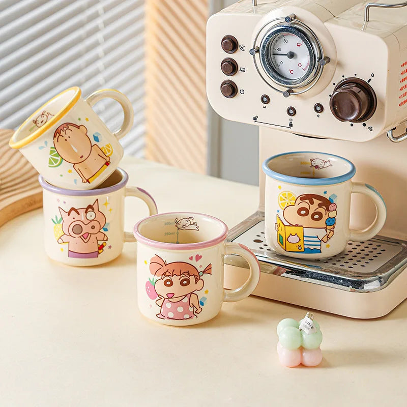 Kawaii Crayon Shin-Chan Boochan Buriburizaemon Wide Edged Mug Water Cup Cute Ceramic Cup for Girls