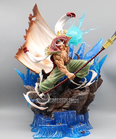 40cm One Piece Whitebeard Pirates Figure Fighting Edward Newgate Statue Gk White Beard Action Figure Model PVC Collection Toys