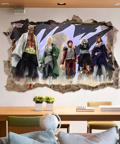 Naruto Wall Stickers, Personalized 3D Three-dimensional Adhesive Wall Stickers, Waterproof Glass Stickers, Decorative Paintings