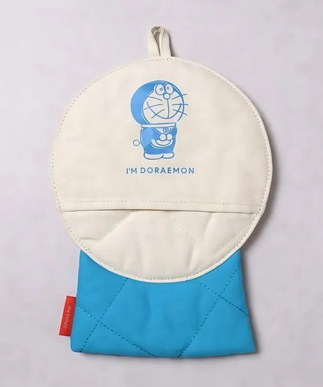 Cute Doraemon Microwave Gloves & Bowl Mat – Heat-Resistant Cartoon Kitchen Set