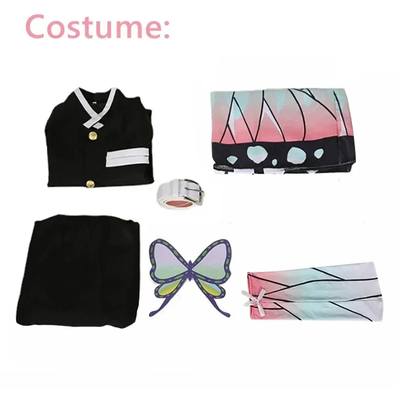 Anime Demon Slayer Shinobu Kocho Cosplay Costume – Uniform, Wig & Butterfly Set 5