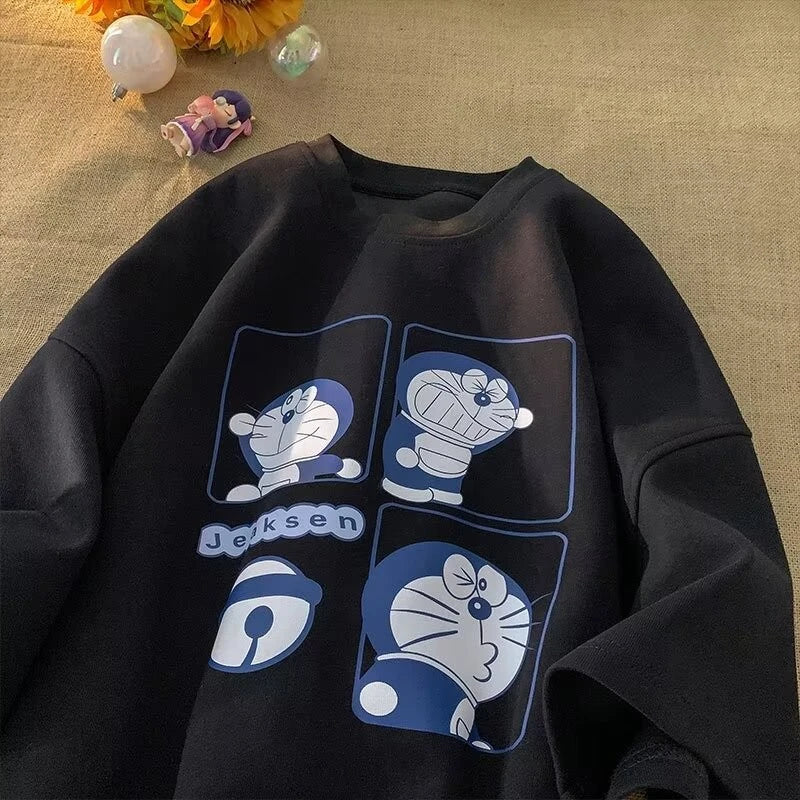 Minimalist Doraemon T-Shirt – Oversized Japanese Style Tee (M–8XL)