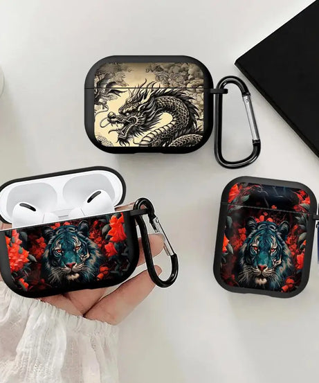 Earphone Cases Cover Case For Airpods 1 4 2 Pro 3 Pro3 Pro2 Tiger Flower Dragon
