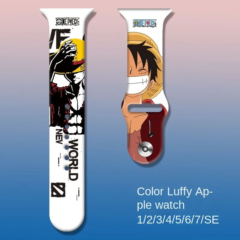 ONE PIECE Luffy Zoro Iwatch Strap Apple Watch Band for Iwatch 7 6 5 4 3 2 1 Se Anime Cartoon Kawaii Bracelet Replace Wristband