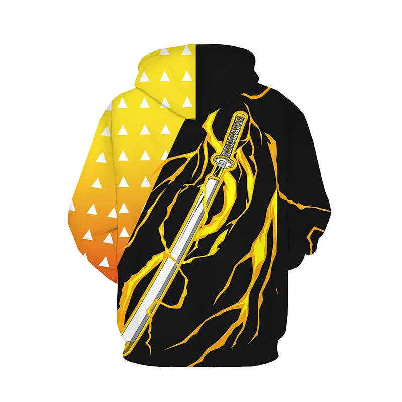 Demon Slayer Kimetsu No Yaiba 3D Anime Hoodie – Agatsuma Zenitsu & Tomioka Giyuu Cosplay Jacket 4