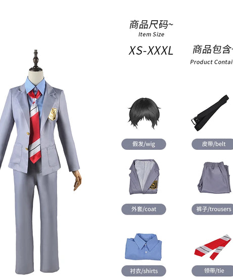 Anime Your Lie in April Miyazono Kaori Cosplay Costumes Arima Kousei Synthetic Wigs Pants Coat Jacket Skirt School Uniform Girls