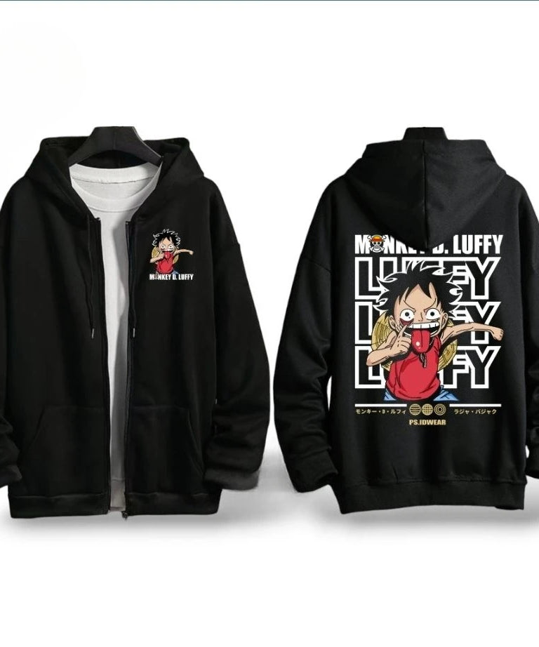 Autumn Winter One Piece Luffy Anime Hooded Jacket Men Women Zip Up Sweatshirt oversized Casual Streetwear Cosplay Graphic Hoodie
