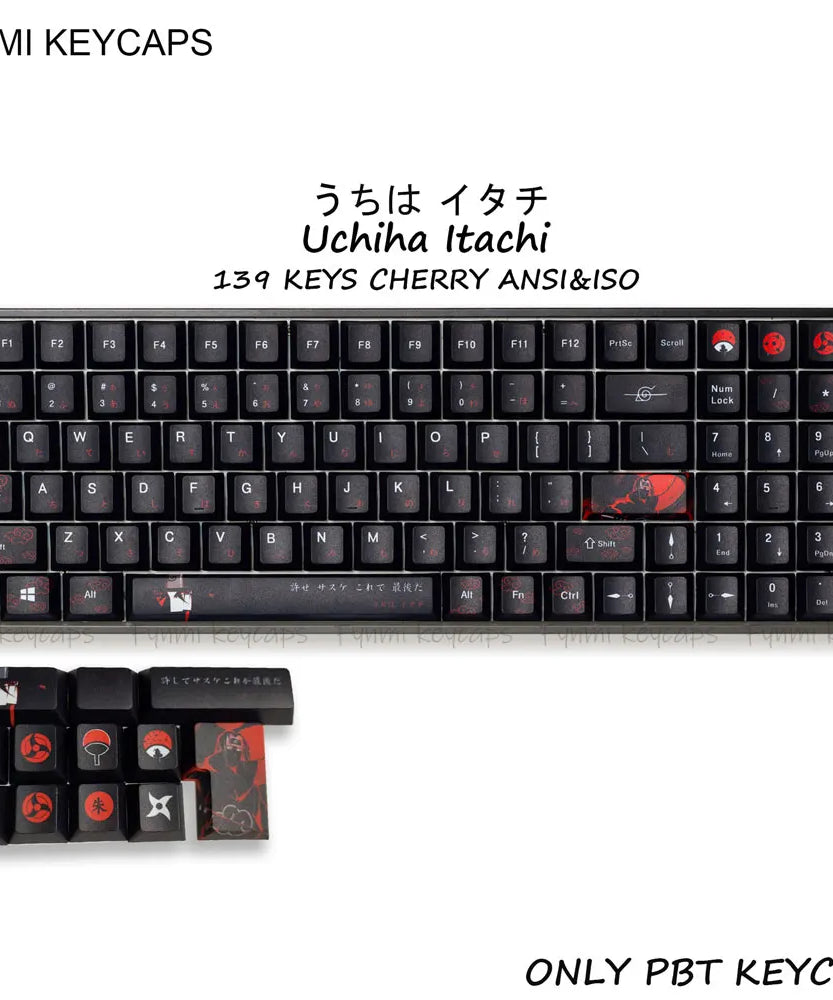 Uchiha Itachi Keycaps Set – 139 Cherry Profile Anime Keycaps for MX Switch (ANSI/ISO)
