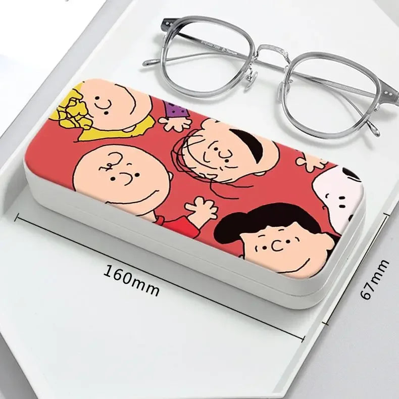 Snoopy Girl Korean Fresh Student Cute Disney Fashion Simple Anti-fall Portable Anti-Stress Folding Glasses Case