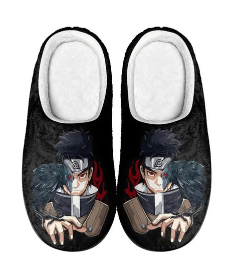 Anime Naruto Men Slippers Winter Warm Cotton Slippers Male Flats Soft Non-slip Slides Household Indoor Slippers Plus Size Gift