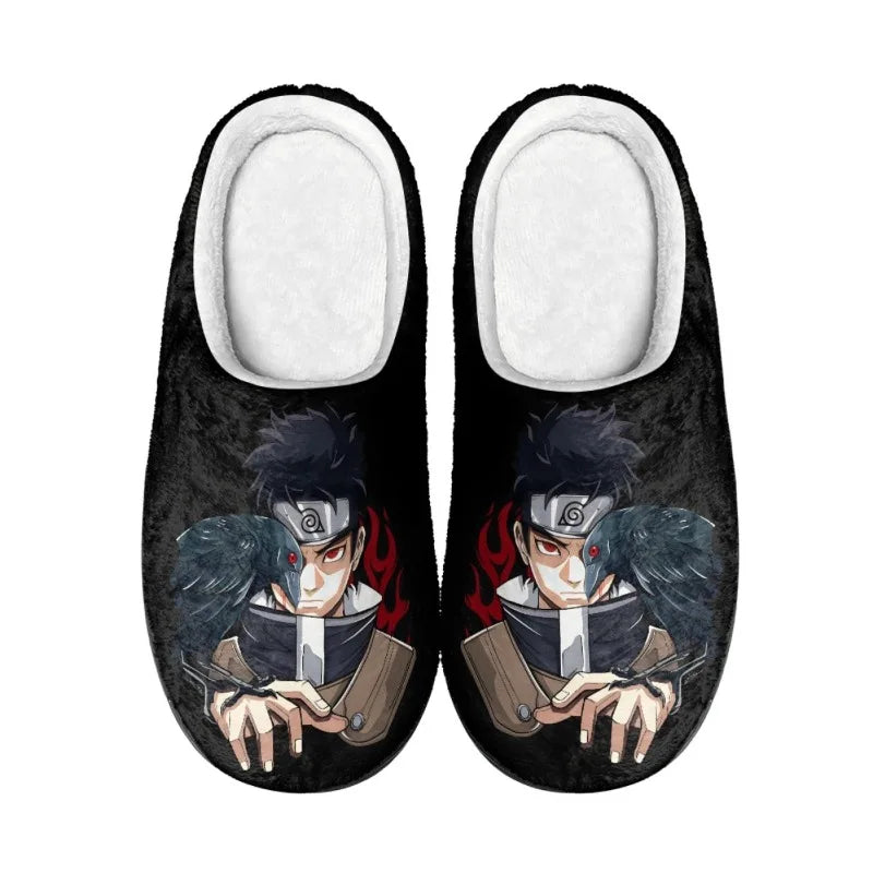 Anime Naruto Men Slippers Winter Warm Cotton Slippers Male Flats Soft Non-slip Slides Household Indoor Slippers Plus Size Gift