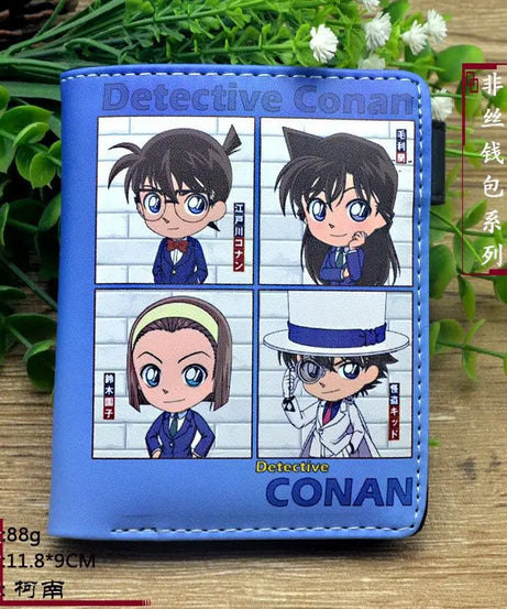 Conan anime peripheral cartoon student wallet card holder with zipper coin purse wallets wallet men PU birthday gift