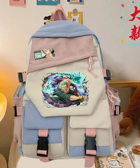 anime One Piece Luffy Zoro anime backpack large capacity student school bag male campus Korean version backpack birthday gift