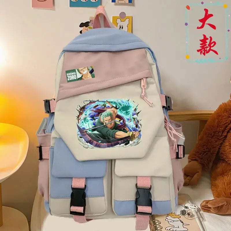 anime One Piece Luffy Zoro anime backpack large capacity student school bag male campus Korean version backpack birthday gift