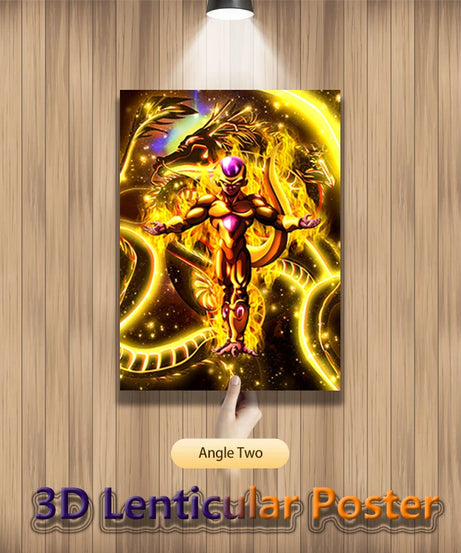 Dragon Ball Z 3D Lenticular Poster – Goku, Vegeta & Frieza Wall Art (No Frame)