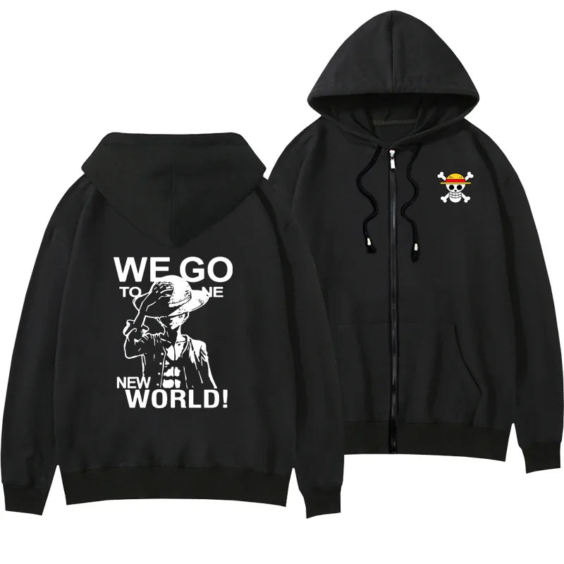 One Piece Anime Women Zip Up Hoodie Jacket Spring Autumn 2New Fashion Mens Sweatshirt Couple Promozed Clothes Coats