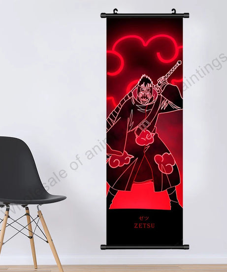 Naruto Villains Wall Scroll – Akatsuki Zetsu, Obito & Pain Canvas Poster