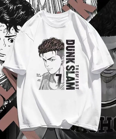 Slam Dunk anime peripheral kawaii white t-shirt versatile Shohoku team uniform Sakuragi Hanamichi Akagi Haruko summer top gift