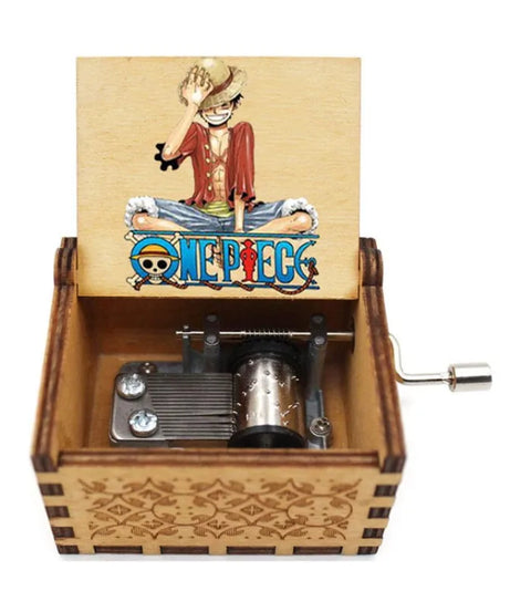 Best Sellers Kawaii Antique Carved Wooden Hand Crank One Piece Music Box Figure Happy Halloween Christmas Birthday