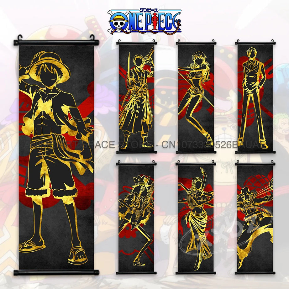 ONE PIECE Hanging Painting Anime Poster Canvas Nami Scroll Picture Zoro Wall Art Nico Robin Home Decor Sanji Stickers Gift Mural