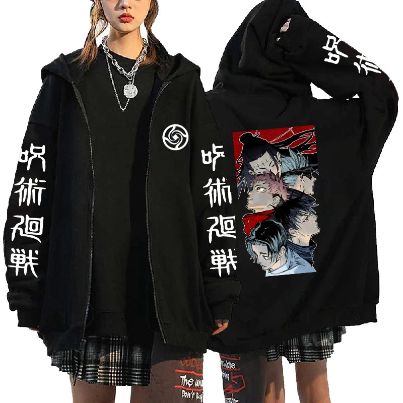 Jujutsu Kaisen Yuji Itadori & Yuta Okkotsu Graphic Zip-Up Hoodie 2
