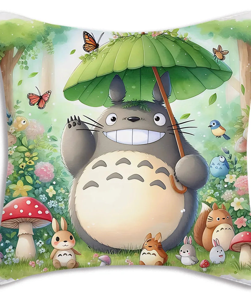 Anime T-TotoroS Kawaii Pillow Covers Cartoon Sofa Decorative Home Double-sided Printing Short Plush Cute Cushion Cover