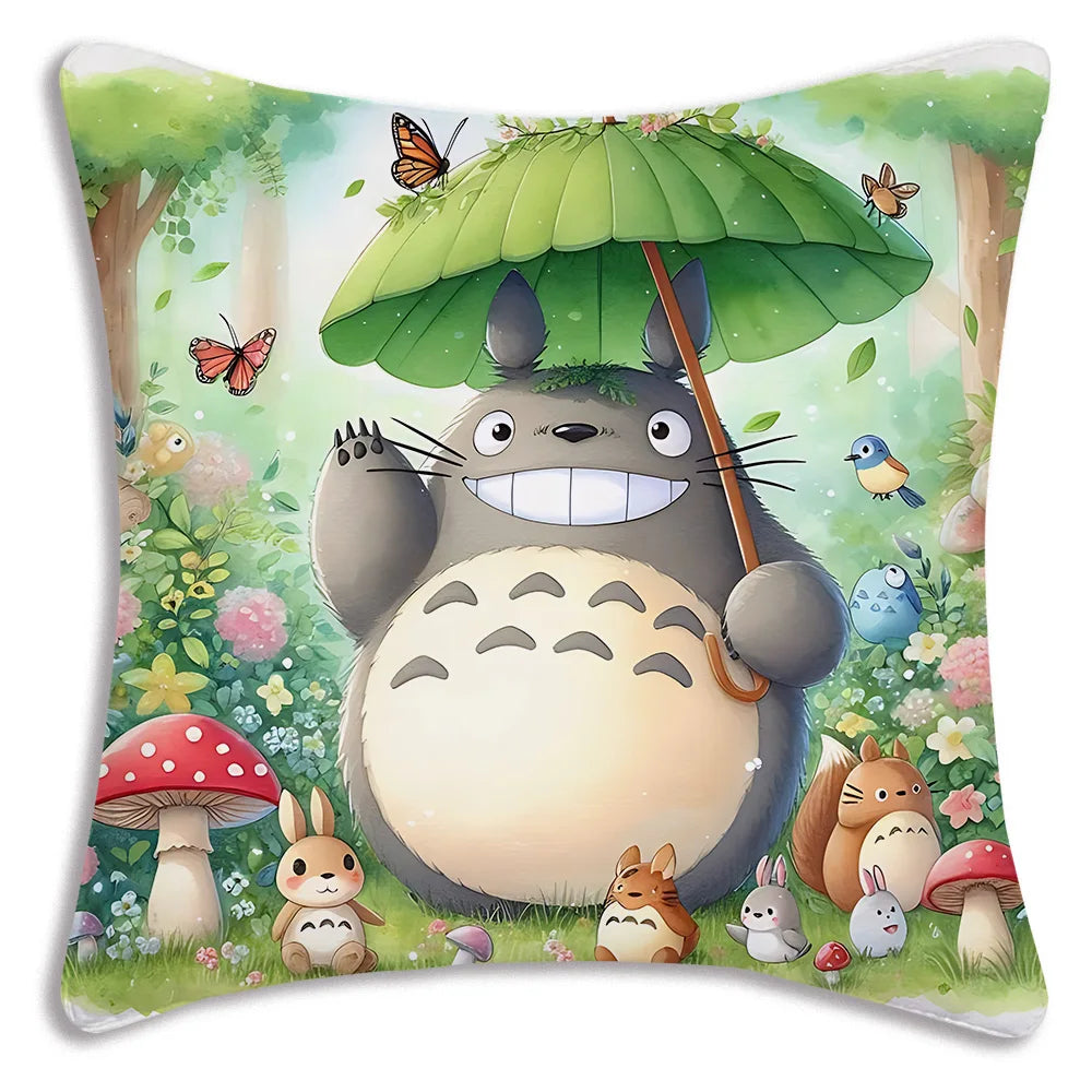 Anime T-TotoroS Kawaii Pillow Covers Cartoon Sofa Decorative Home Double-sided Printing Short Plush Cute Cushion Cover