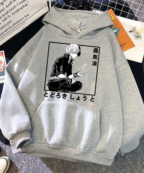 New Anime Todoroki Shoto Print Hooded Fashion Women Girl Sweatshirt Long Sleeve Casual Tops Harajuku Sweatshirt