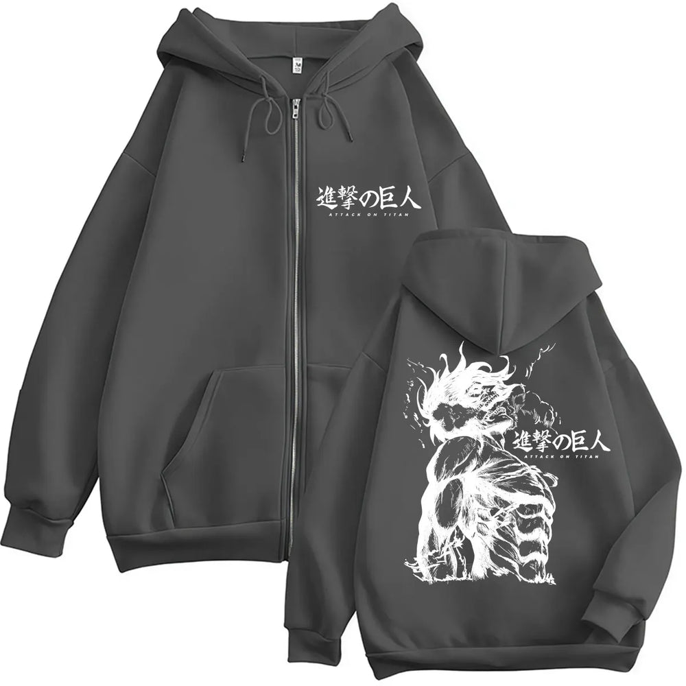 Attack on Titan Eren Jaeger Anime Zip-Up Hoodie – Harajuku Fleece Jacket 6