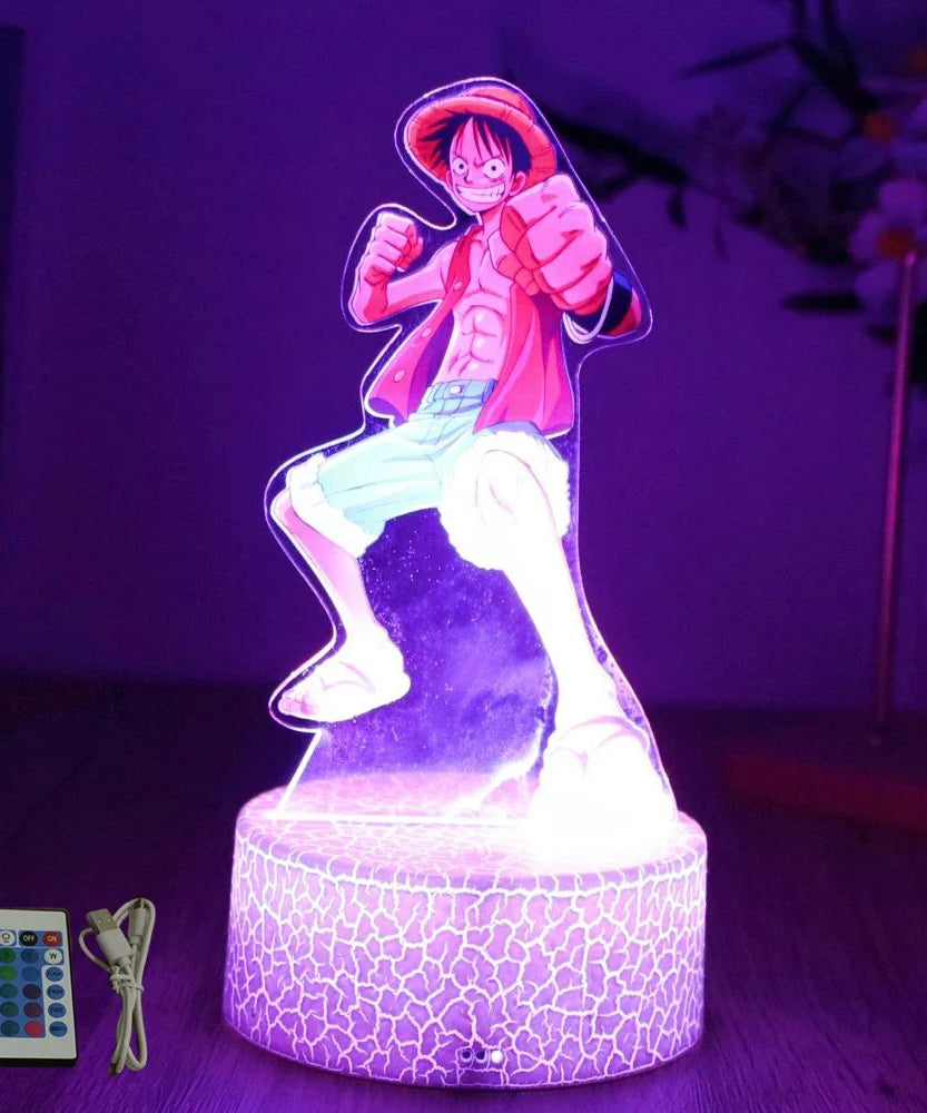 Actions Figure One Piece Luffy Zoro Anime Figures 3D Lamp PVC Action Collection Model Toys LED Night Light Kid Christmas Gift