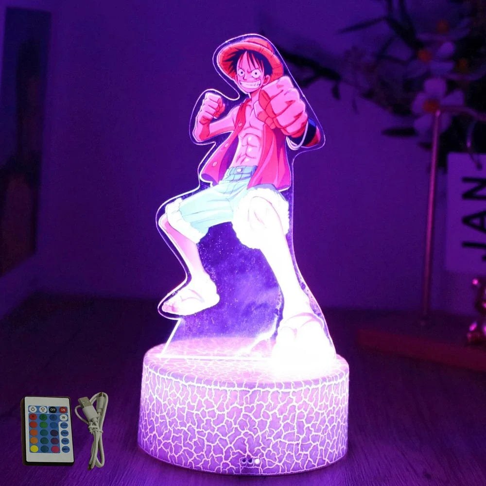 Actions Figure One Piece Luffy Zoro Anime Figures 3D Lamp PVC Action Collection Model Toys LED Night Light Kid Christmas Gift