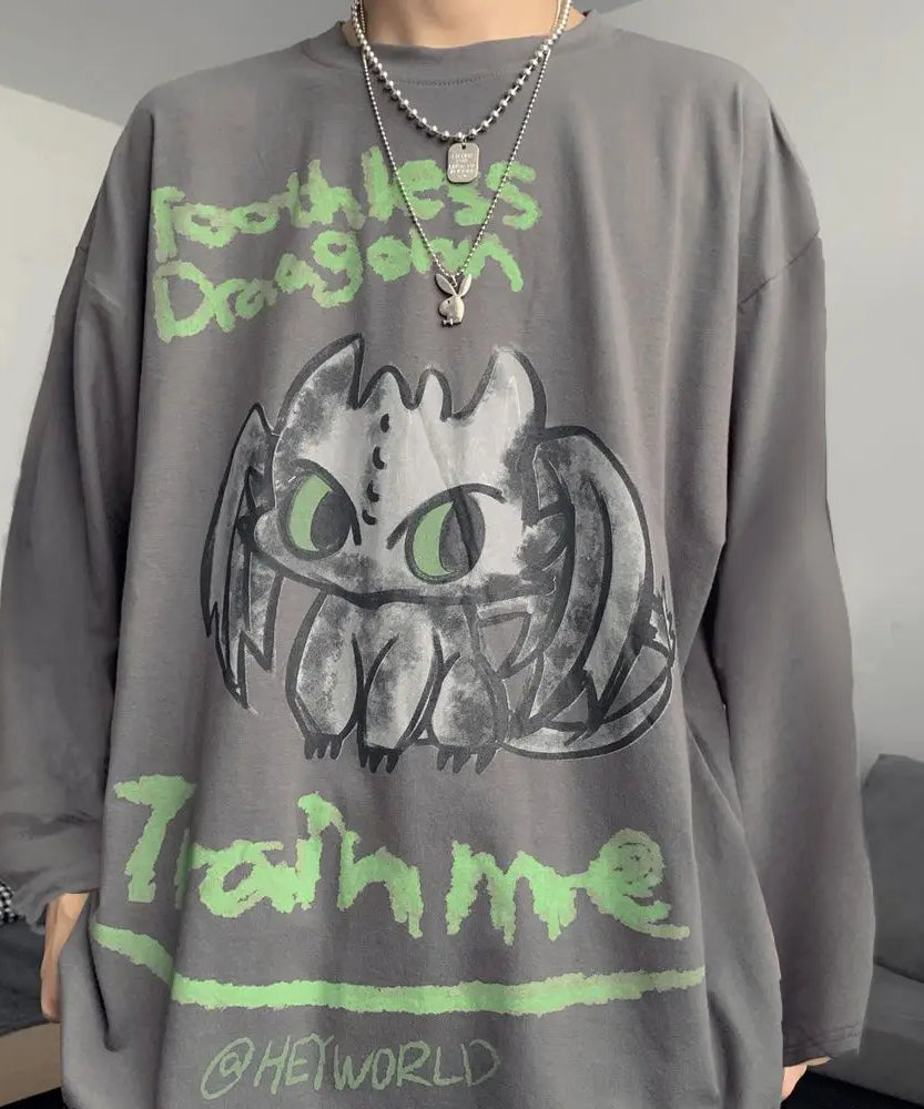 Anime One Piece Monkey D. Luffy Spring and Autumn New Loose Boys' Long Sleeve Cartoon Student T-shirt Clothes