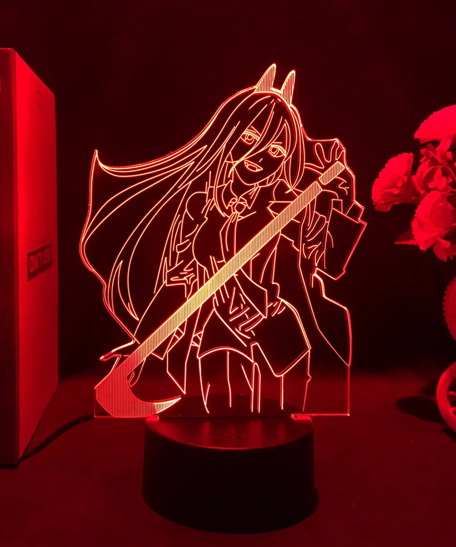 Anime Chainsaw Man Led Acrylic Stand Denji Power Makima Action Figure For Kids Bedroom Decor Nightlight Birthday