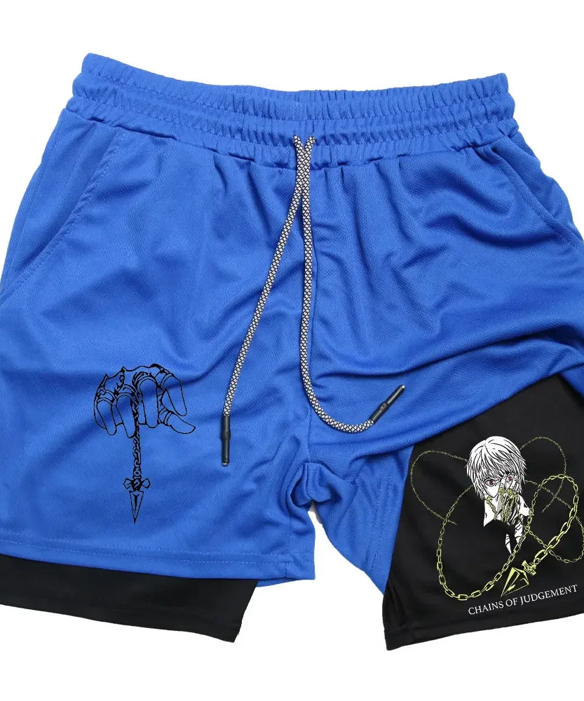Kurapika Anime 2-in-1 Gym Shorts – Breathable Compression Sportwear