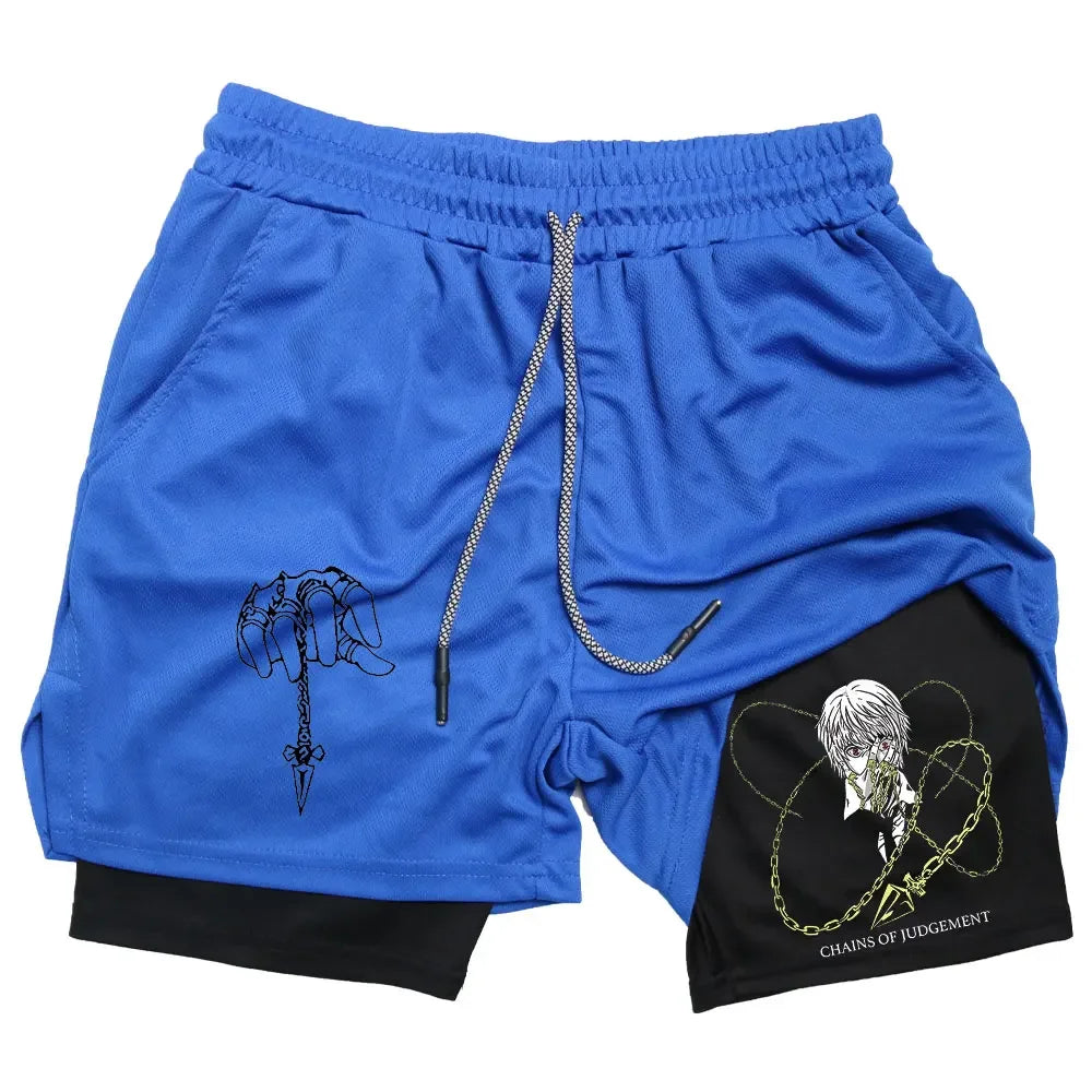Kurapika Anime 2-in-1 Gym Shorts – Breathable Compression Sportwear