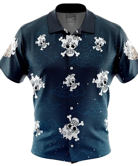 One Piece Luffy Anime Button Up Hawaiian Shirt Fashion Trend Breathable Loose Versatile Casual Sports Summer Men Cosplay Clothes