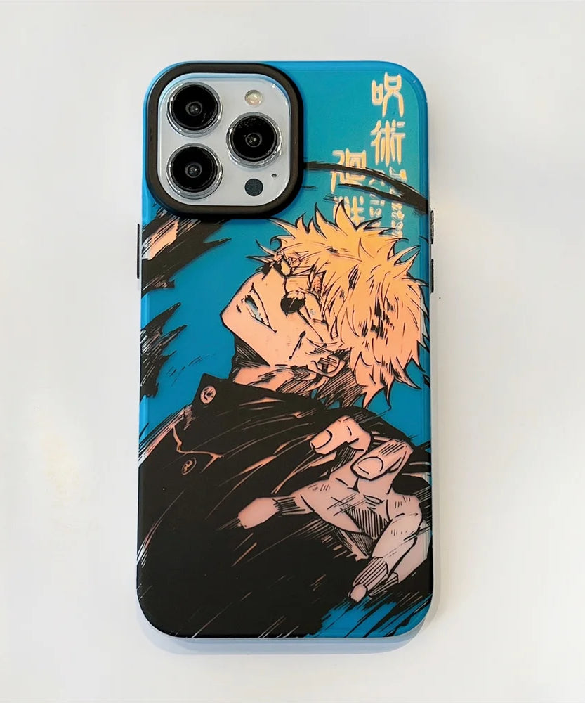Laser Jujutsu Kaisen Phone Cases For iPhone 16 15 14 13 12 Pro Max Japan Anime Soft Back Cover